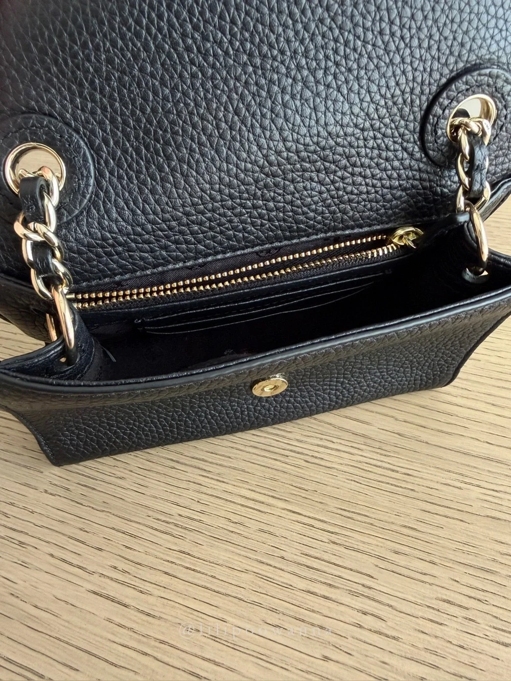 Tory Burch Black Pebbled Leather Chain Crossbody Bag